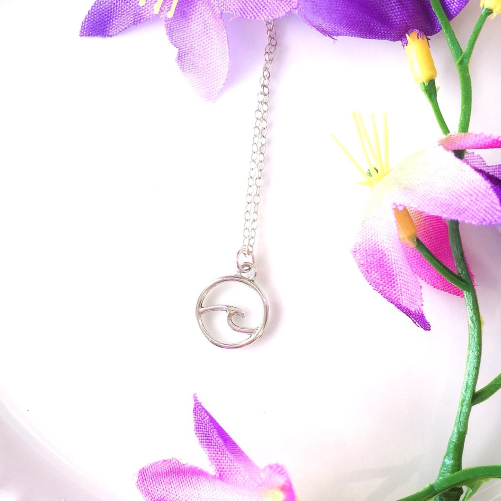 🌊 Silver Wave On Sterling Silver Chain Necklace